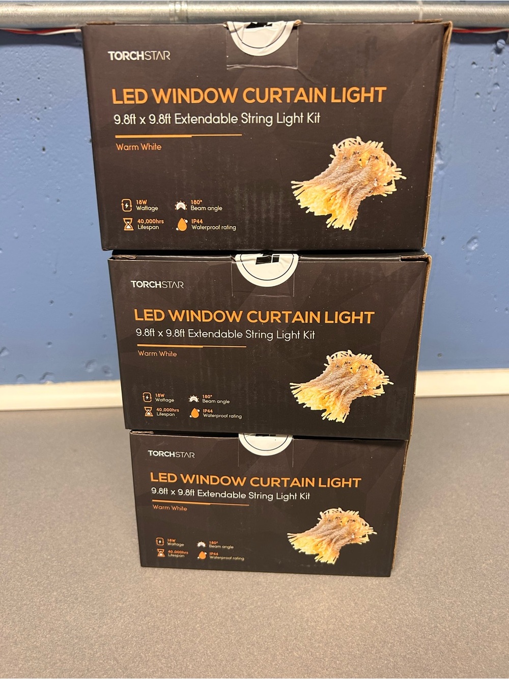 Torchstar Warm White LED Window Curtain Light - Extensible String Kit